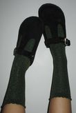 Scalloped Glitter Socks Olive